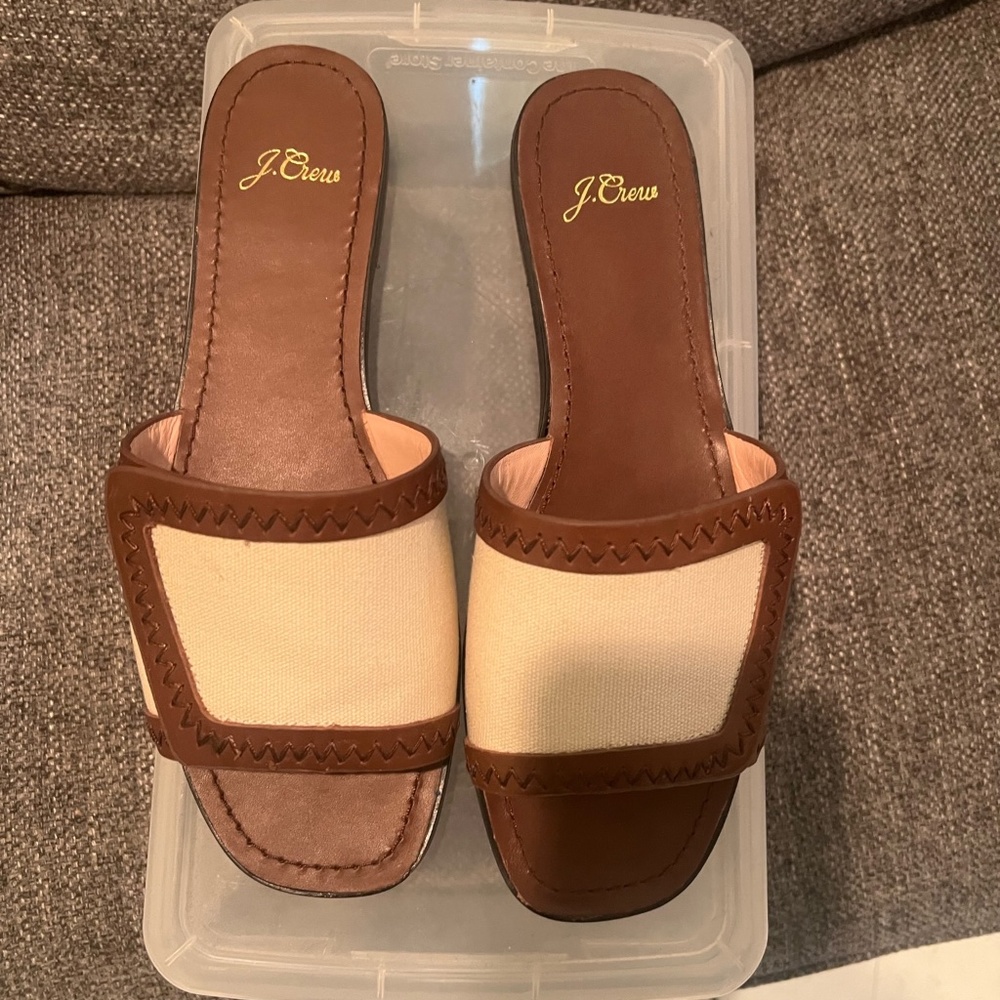 J Crew Cream colored and Tan Sandals